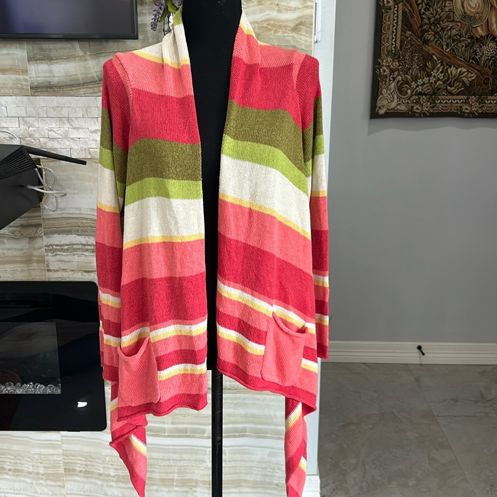 J. Jill Waterfall Open Cardigan Multicolor Pink. Size M (899)